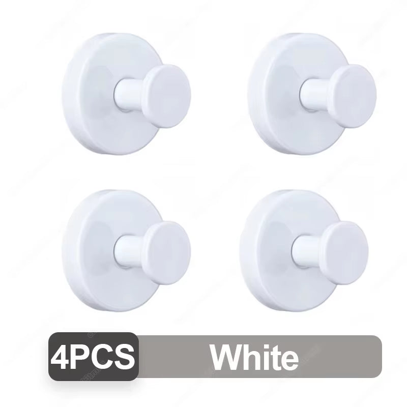 Stainless Steel Bathroom Suction Cup Hooks - Reusable Wall-Mounted Towel and Bathrobe Holders with Strong Adhesion (Set of 1/4)