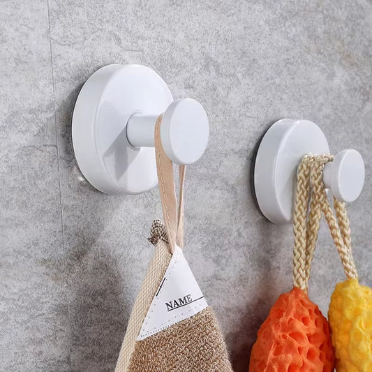 Stainless Steel Bathroom Suction Cup Hooks - Reusable Wall-Mounted Towel and Bathrobe Holders with Strong Adhesion (Set of 1/4)