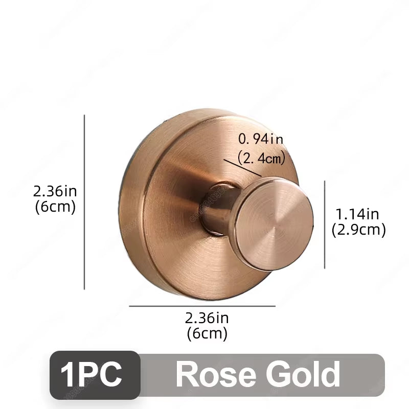 Stainless Steel Bathroom Suction Cup Hooks - Reusable Wall-Mounted Towel and Bathrobe Holders with Strong Adhesion (Set of 1/4)