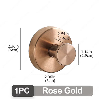 Stainless Steel Bathroom Suction Cup Hooks - Reusable Wall-Mounted Towel and Bathrobe Holders with Strong Adhesion (Set of 1/4)