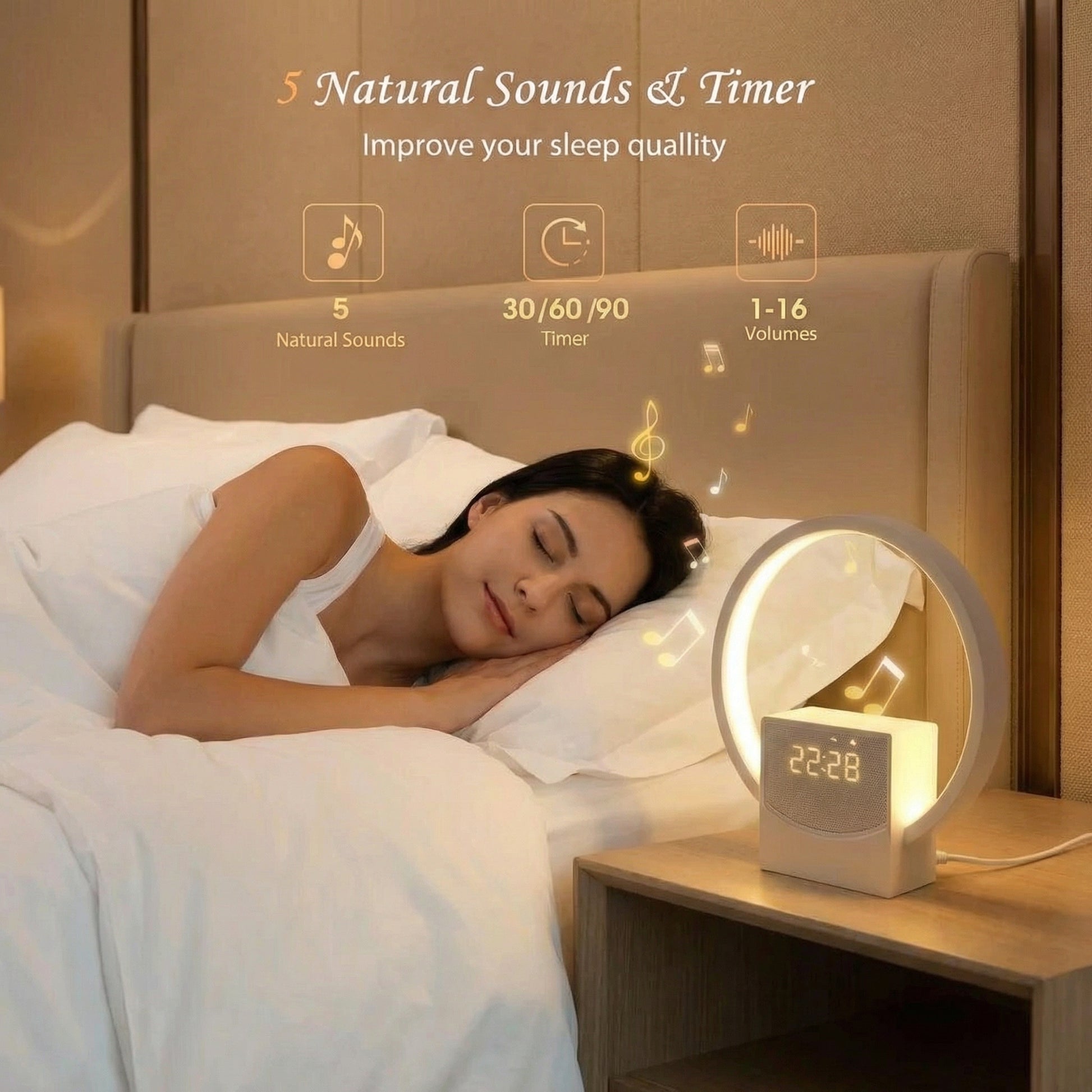 Elevate Your Mornings with Our Multifunctional Digital Alarm Clock: Experience Sunrise Simulation, Bluetooth Streaming, and Soothing White Noise