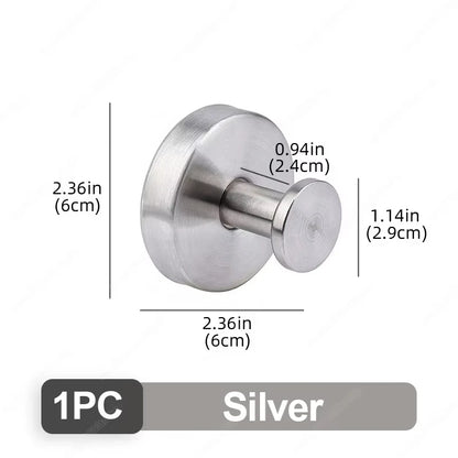 Stainless Steel Bathroom Suction Cup Hooks - Reusable Wall-Mounted Towel and Bathrobe Holders with Strong Adhesion (Set of 1/4)