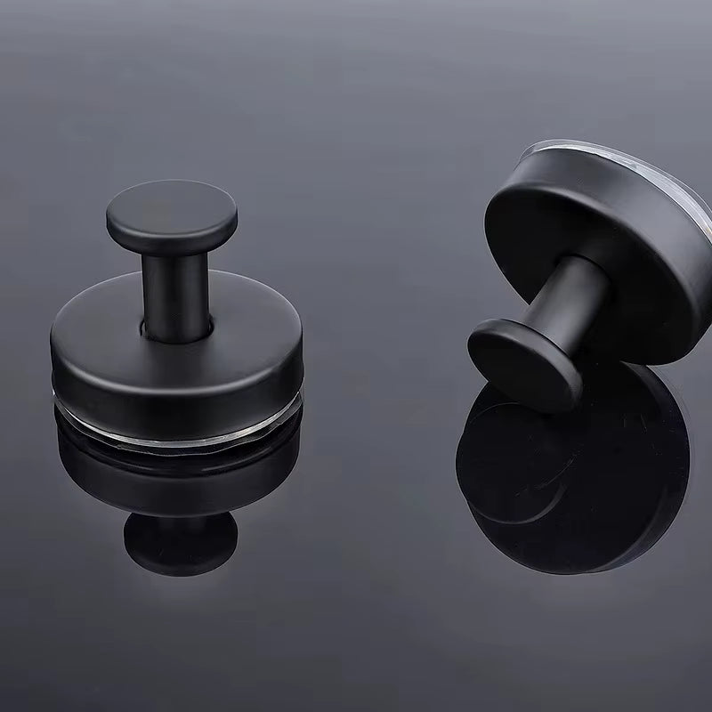 Stainless Steel Bathroom Suction Cup Hooks - Reusable Wall-Mounted Towel and Bathrobe Holders with Strong Adhesion (Set of 1/4)