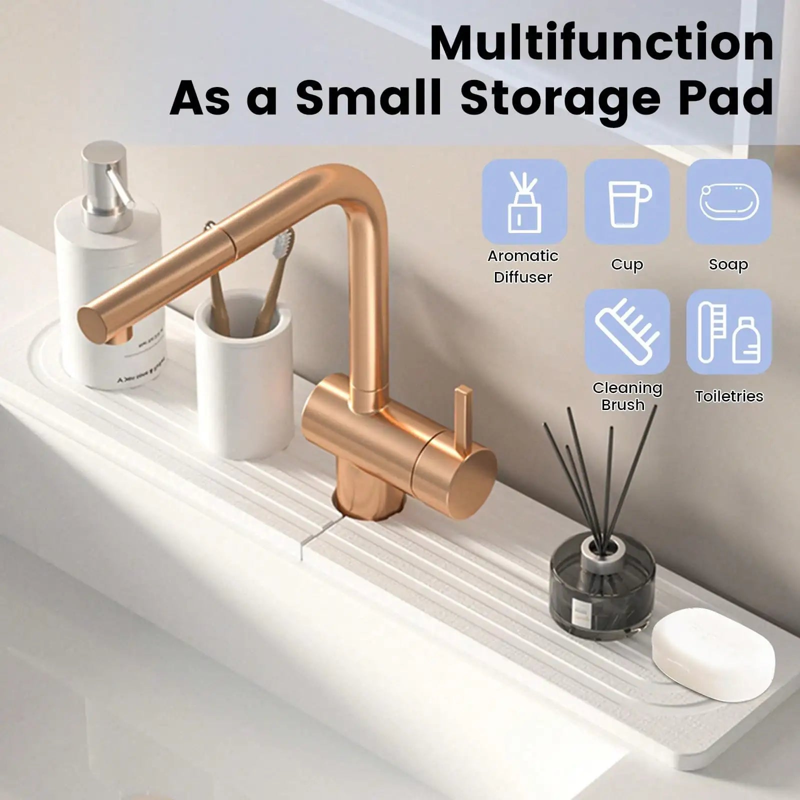 Transform Your Space with the Diatomite Fast-Drying Faucet Mat - The Ultimate Splash Guard for Clean and Dry Kitchen and Bathroom Counters